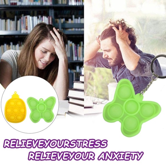 Blue Butterfly Fidget Pop Silicone soft keychain NEW - Picture 3 of 4